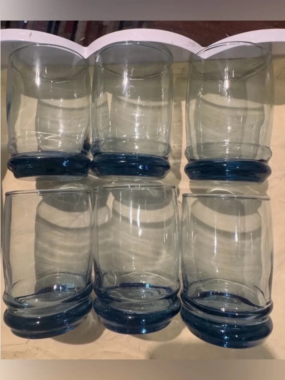 6——3 1/2” Vintage Anchor Hocking Blue Juice Glass.  Beautiful.  Mint.